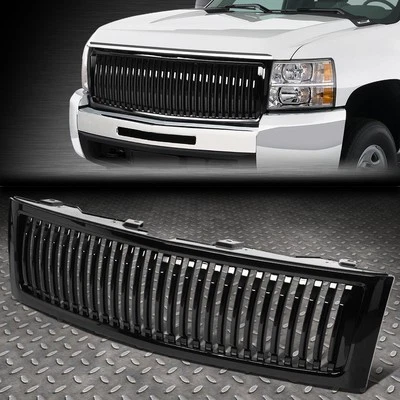 [Valla vertical] Para 07-13 Chevy Silverado 1500 parachoques delantero capó rejilla brillante Foto 1 de 4