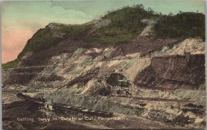 Postal vintage del CANAL DE PANAMÁ 1910 "Ponerse ocupado en corte Culebra" Irvin & Thomas - Imagen 1 de 2