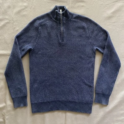 Express Men's 1/4 Zip Pullover Sweater Mens Size Small Blue Knit Long Sleeve - Image 1 of 4