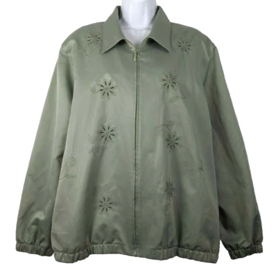 Chaqueta verde de mujer Alfred Dunner con detalles florales talla 18 manga larga Foto 1 de 4