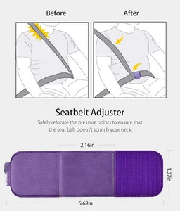 Car Seat Belt Adjuster Clip 4 Pack, PU Leather Neck Strap Positioner Universal - Picture 1 of 28