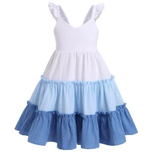 Toddler Baby Girls' Dresses Summer Rainbow Boho Dress Sleeveless Ruffle Cotto... - Picture 1 of 8