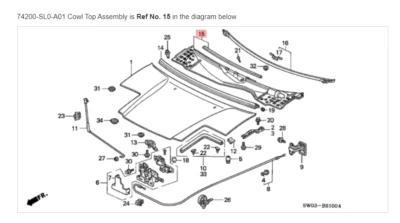HONDA ACURA GENUINE OEM NSX Cowl Top Assembly Engine Hood ☆ 74200-SL0-A01 ☆ - Image 1 of 2