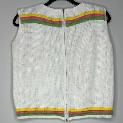 Vintage 70s Knit Sleeveless Vest (Size L) Kirby Of Miami Full Zip Mod Colorful - Image 1 of 4