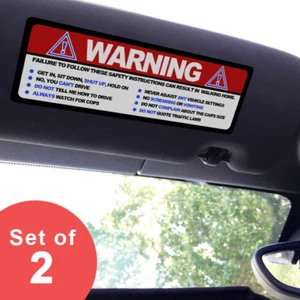 Large - Warning Funny Safety Rules - Visor Sticker Set for MINI Cooper - Picture 1 of 1