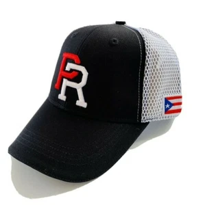 ROBIN RUTH PUERTO RICO PR FLAG BLACK & WHITE CAP HAT 1sz ADJUSTABLE SOUVENIRS - Picture 1 of 4