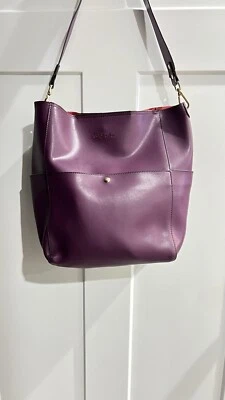 Bostanten 紫色李子皮革 Approx Size 17-14-6 单肩包 — 第 1/4 张图片