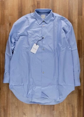 PAUL SMITH Mainline Camisa Algodón Azul Sólido Grande 16/41 Auténtica Nueva Con Etiquetas Foto 1 de 4