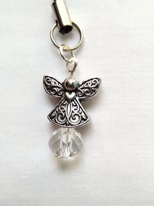 Angel Crystal Bead Cell Phone Charm Strap Dangle Mirror Hanging Pendant Decor - Zdjęcie 1 z 5