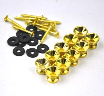 10 peças pinos de trava de alça de guitarra botões pinos de extremidade dourados - Imagem 1 de 3