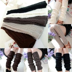 Women Lady Leg Warmers Winter Warm Long Boot Socks Cable Knit Knee High Leggings - Picture 1 of 60