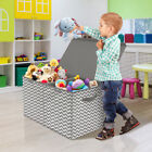 Sorbus Toy Collapsible Chest with Flip-Top Lid, Large Pattern - Chevron Gray