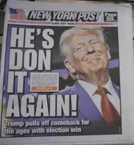 Donald Trump Historic Second Term Win New York Post 11/6/2024 🤑 - Picture 1 of 3