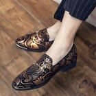 Mens Dress Luxury Casual Floral Slip on Flats Loafers Wedding Prom Shoes Dress
