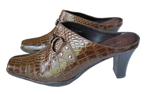 Aerosoles Women's 8.5 M Cinch Worm Brown Upper Leather Heels Slip On Mule Shoes. - Picture 1 of 22