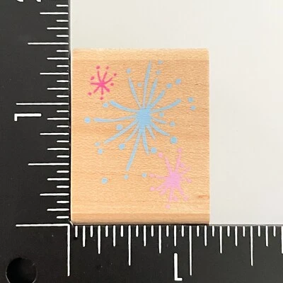 Estampida de goma brillante brillo ráfaga fuegos artificiales Z366B sello de goma montado en madera Foto 1 de 4