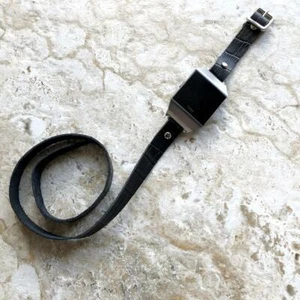 Black Embossed Crocodile Pattern Leather Triple Wrap Band for Fitbit Ionic  - Picture 1 of 8