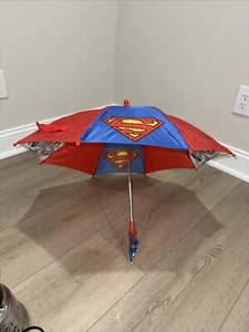 Vintage Superman Kids Nylon Umbrella With Figurine Handle - Picture 1 of 8