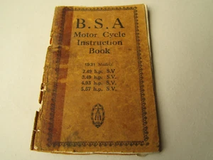 BSA MOTOR CYCLE INSTRUCTION BOOK - 1931 MODELS - Picture 1 of 4