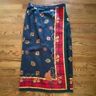 Talbots Womens Size 18 Maxi Wrap Silk Skirt - Holiday Tartan Lined Tassel