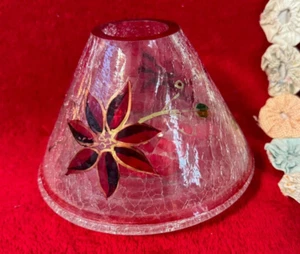 Poinsettia Design Crackle Design Glass Jar Topper For Decorative Jar Light - Picture 1 of 7