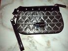 Betsey Johnson Metallic Silver Pewter Black Spike Quilted Heart Clutch Wristlet