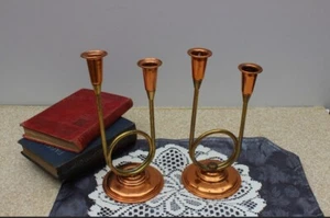 Copper Craft Guild Brass and Copper Candlesticks/Romantic Dinner/Date Night - Picture 1 of 7