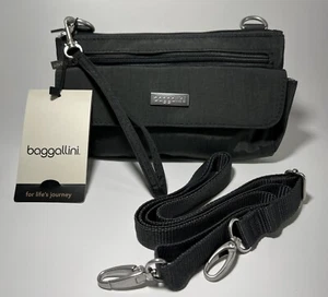 Baggallini NEW!!! CROSSBODY MINI PLAZA GREY ZIP WALLET WRISTLET GRAY Waist NWT - Picture 1 of 8