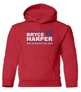 Baseball Make Philadelphia Great Again Harper 2019 Youth Hooded Sweatshirt - Picture 1 of 4