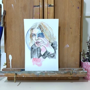 Original Aquarell Gemälde Mann Portrait Studie 9x6 von Jake J - Bild 1 von 9