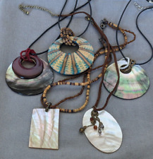 5 large abalone shell pendant on thong necklaces f17