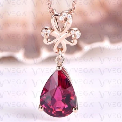 Colgante de oro rosa sólido de 14 quilates con turmalina natural y diamantes de 5,10 quilates sin cadena Foto 1 de 4