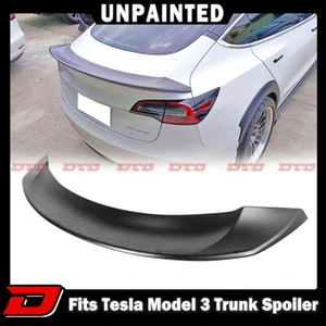 2017-2023 Fit For Tesla Model 3 fastback 4D sedan S Rear Trunk Spoiler Unpainted - Picture 1 of 7