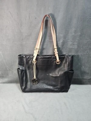 MICHAEL KORS Shoulder Bag Tote Purse Black Saffiano Leather Side Pockets - Image 1 of 4