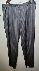 Armani Collezioni Men's Charcoal Striped Wool Dress Pants Flat Front Size IT 48 - Picture 1 of 11