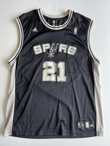 TIM DUNCAN SAN ANTONIO SPURS #21 JERSEY MEN’S XL ADIDAS BLACK HOME NBA TEAM LOGO Cover