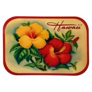 Hawaiian Vintage Yellow and Red Hibiscus Flower Decal Sticker from Maui, Hawaii - Picture 1 of 1