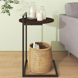 Zinus Ongii Metal and Wood Bedside Table Round Nightstand - Dark Brown - Picture 1 of 10
