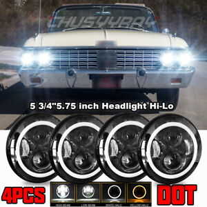 For Ford Galaxie 500 1962-1974 4pcs 5.75" 5-3/4inch Round LED Headlights Upgrade