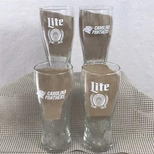 Lotto di 4 bicchieri da birra Miller Lite Carolina Panthers 16 oz con simbolo luppolato - Foto 1 di 12