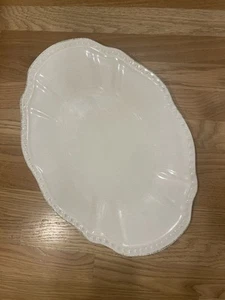 Pier One 1 Imports Off White  Carmelo Crackle Melamine Oval Platter 18" x 12.5" - Picture 1 of 6