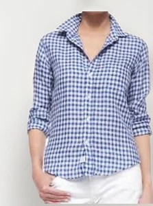 Frank & Eileen Shirt Size Medium Blue White Check 'Barry' Button Up Chest Pocket - Picture 1 of 12