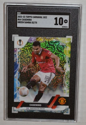 2022/23 Topps UCC UEFA Club Competitions Carnaval Green Casemiro # 52 /75 SGC 10 - Image 1 of 2