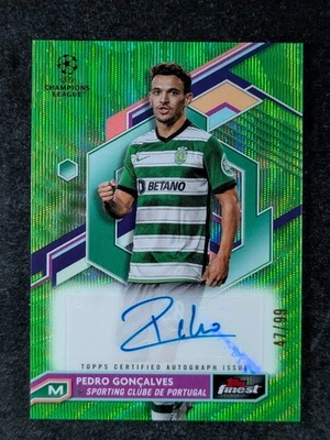 2022-23 Topps Finest UEFA PEDRO GONCALVES 42/99 Auto Neon Green Wave #A-PG - Image 1 of 3