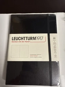 Leuchtturm1917 Medium Size Hardcover A5 Notebook Dotted Pages Black - Picture 1 of 4