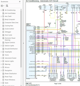 Ford Mustang 2012 diagramas de cableado a color esquemático V6 3,7 L pdf - Imagen 1 de 1