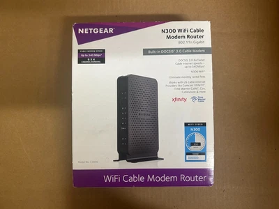 Netgear N300 340 Mbps 2.4 GHz WiFi Cable Modem Router C3000-100NAS - Image 1 of 4