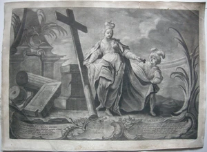 Johann Philipp Koch (1716-1796) Santa Elena Hagiografía Hoja de arte raspado 1780 - Imagen 1 de 8