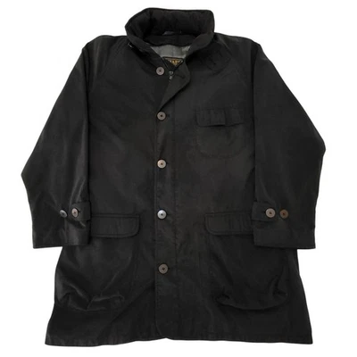 VTG Chaps Ralph Lauren Black Hidden Hood Barn Chore Coat Removable Lining Men XL - Image 1 of 4