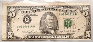 1988 $5 OFF CENTER Misprint Miss Cut Overlap HIGH ‘7s’ SEALS & SERIAL Error 🔥 - Picture 1 of 6